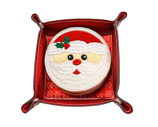 Fun Christmas Coaster Set with Vinyl Snap Tray