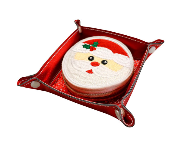 Fun Christmas Coaster Set with Vinyl Snap Tray