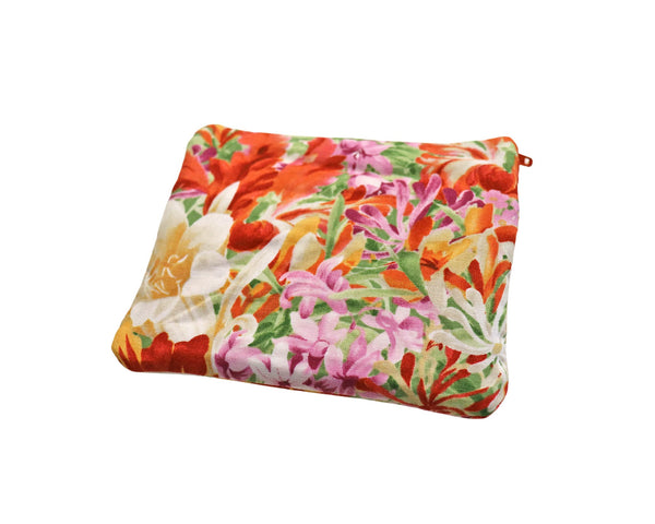 Double Zipper Pouch Garden Flowers. Small or Large Bag. Zipper Pouch for Her. Zipper Purse with Front Pocket. Gift for Mom.