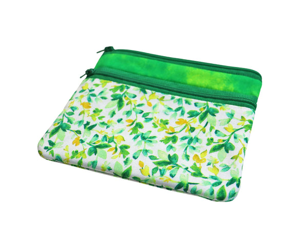 Green Vine Double Zipper Coin Bag