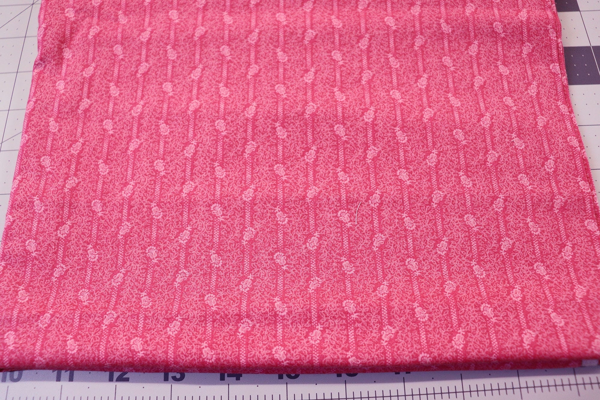 Mauve Floral Stripe Cotton Fabric - 2 3/4 Yard
