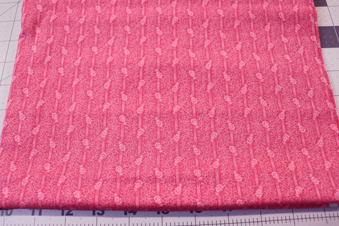 Mauve Floral Stripe Cotton Fabric - 2 3/4 Yard