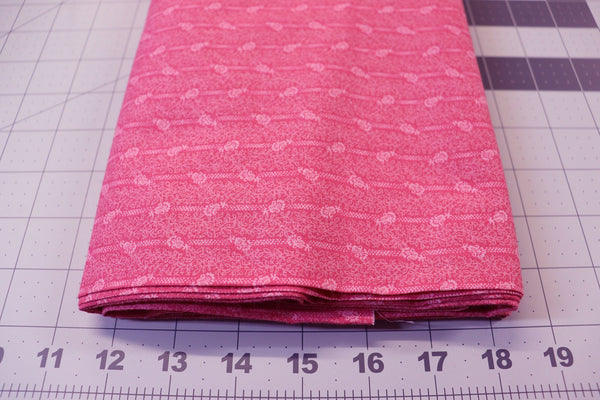 Mauve Floral Stripe Cotton Fabric - 2 3/4 Yard