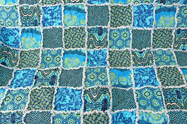 Blue and Green Rag Quilt. Amy Butler Lark Fabrics. Lap Quilt for Mother's Day Gift. Sunroom Decor. Rag Quilt Throw.