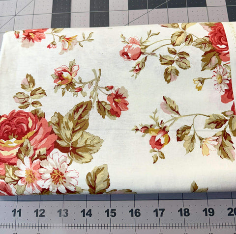 1 5/6 yd Vintage Rose Fabric: Ecru Rose Bouquet by Shabby Chic