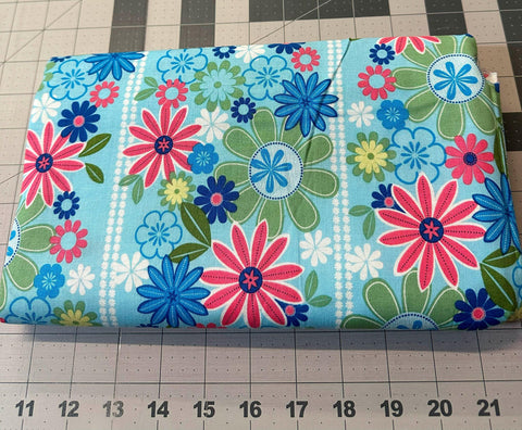 2 2/3 yd. M'Liss Spring Floral II Blue Floral Cotton Fabric. Fabric Destash. Fabric Clearance. Quilt Fabric. Fabric Yardage.