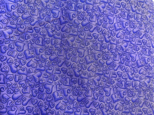 Purple Sweet Hearts Cotton Fabric - Epic Sunny Days Quilt Fabric 2 5/6 yd