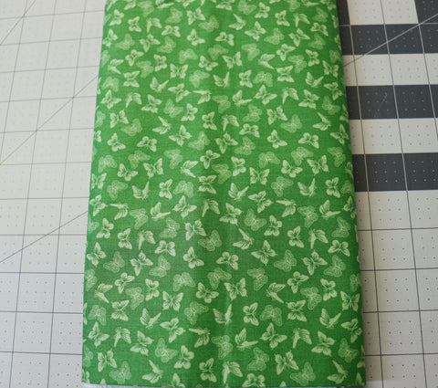 2 yd Green Butterfly Quilt Cotton Fabric - Midsummer Magic