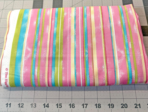 Paisley Daisley Stripe Quilt Fabric: Pink Striped Cotton 2 1/3 yd