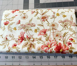 Vintage Rose Fabric: Ecru Wildflowers, Shabby Chic Treasures 1 3/4 yd