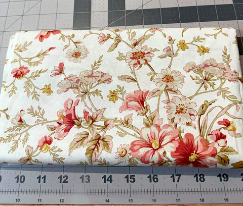 Vintage Rose Fabric: Ecru Wildflowers, Shabby Chic Treasures 1 3/4 yd