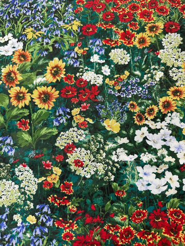 M'Liss My Bouquet Floral Quilt Fabric - Green 2/3 yd