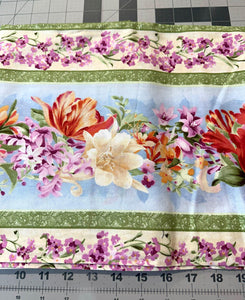 Floral Stripe Quilt Fabric: Romantic Delights Green Cotton 1 3/4 yd