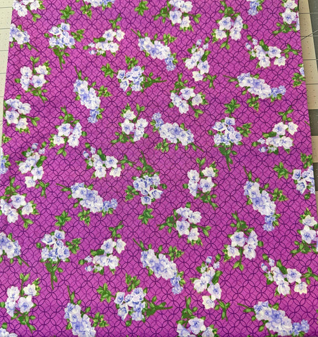 Purple Floral Quilt Fabric - Beverly Park Hillcrest - 1 Yard