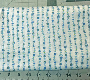 Bloomsbury Stripe Blue Floral Quilt Fabric - 1 Yard