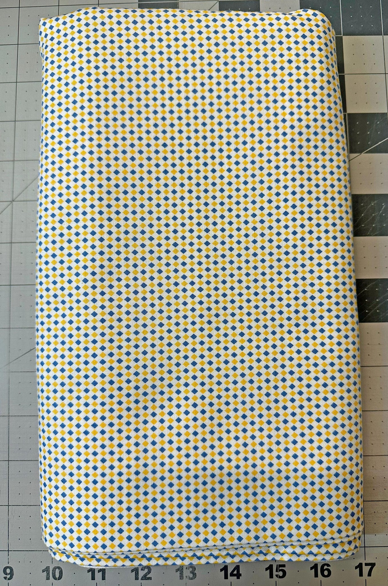 3 yd Andover Feedsack Fabric: Melody Diamonds Blue & Yellow Quilt Fabric