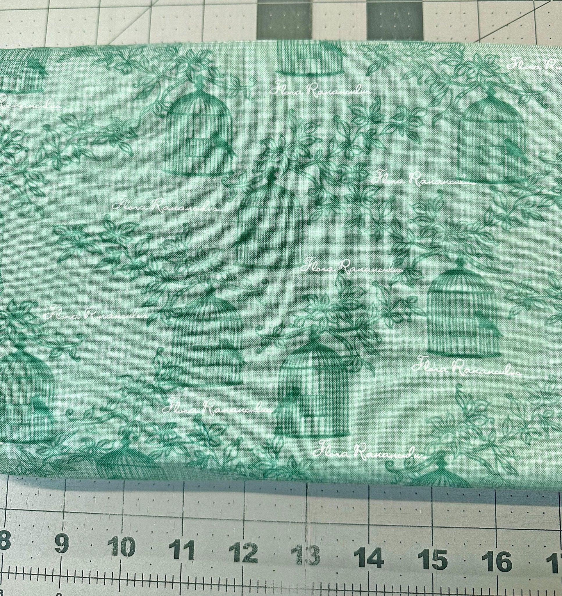 2 2/3 yd. Song Bird by Henry Glass. Bird Cage Teal Fabric Clearance. Quilt Fabric. Fabric Yardage.