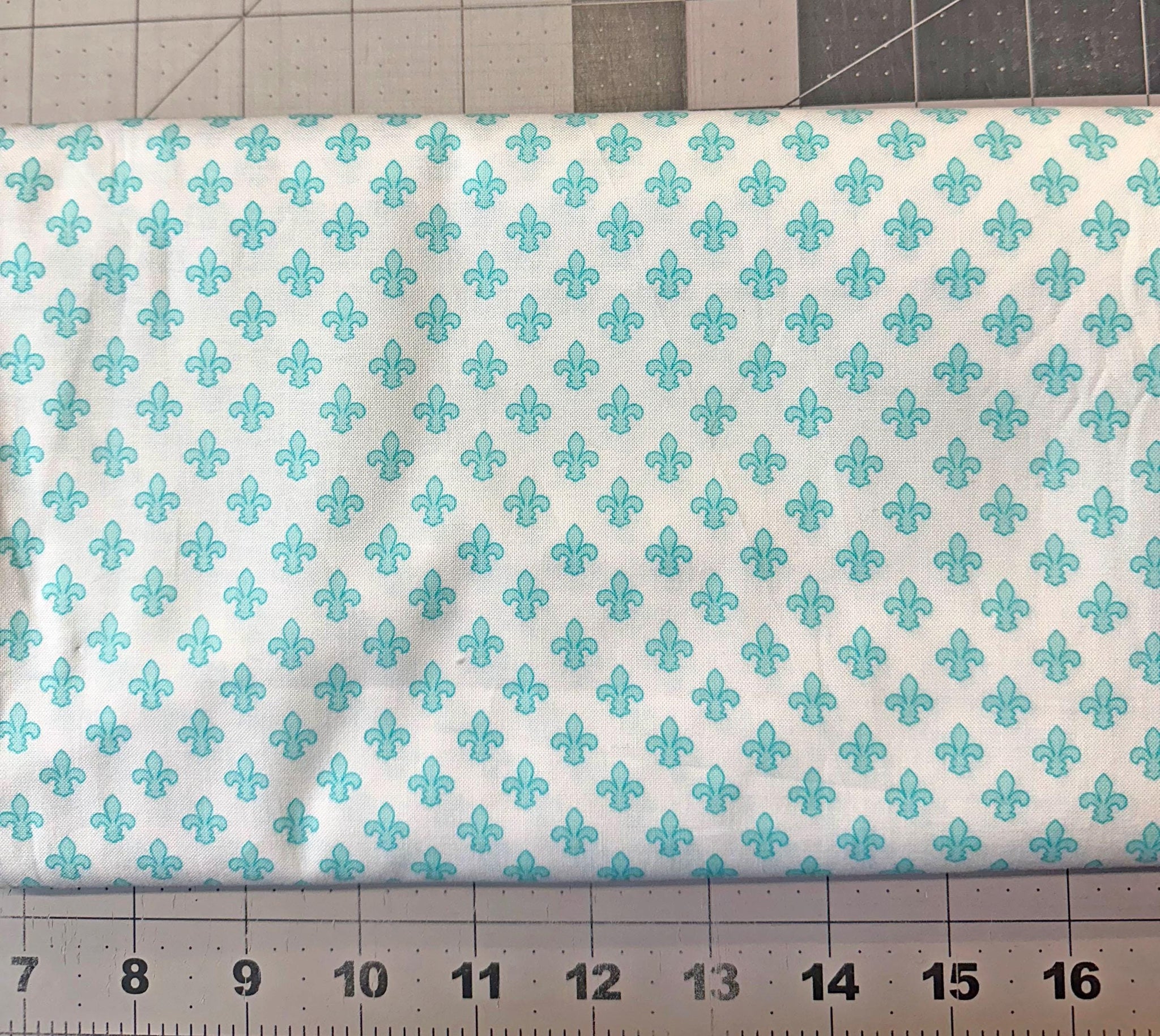 Michael Miller Petite Fleur Blue Cotton Fabric - 1 1/2 Yard
