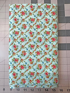 Martine Aqua Blue Floral Quilt Fabric - 2 1/2 Yard Cut