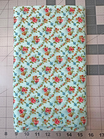 Martine Aqua Blue Floral Quilt Fabric - 2 1/2 Yard Cut