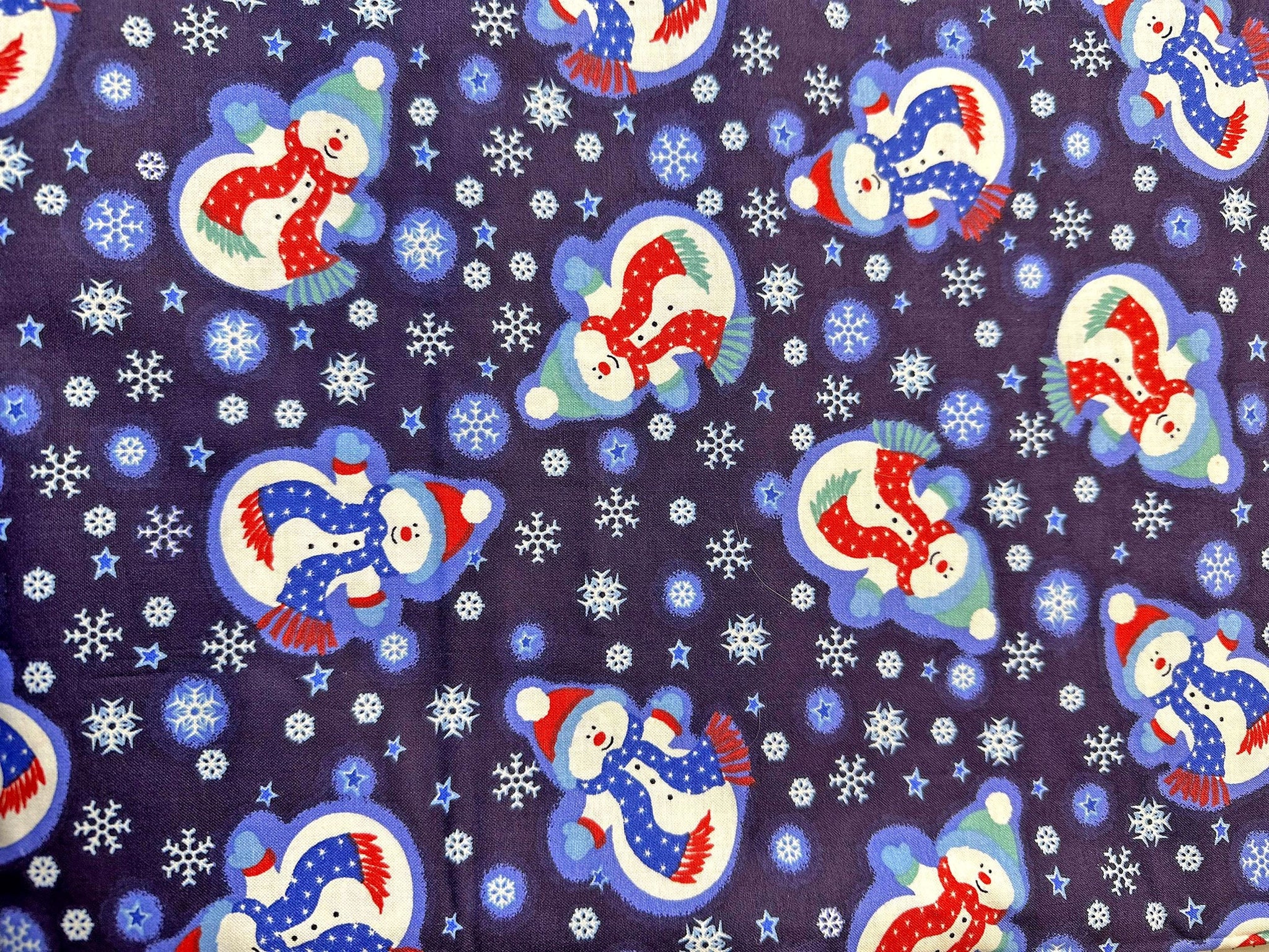 Tossed Snowmen Quilt Fabric: Dark Purple Cotton, 1 Yard