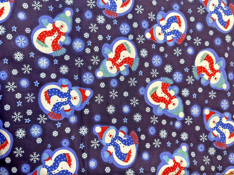 Tossed Snowmen Quilt Fabric: Dark Purple Cotton, 1 Yard