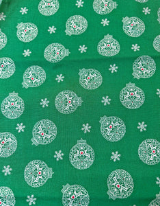 Reindeer Ornaments Fabric: Green Christmas Cotton 2/3 yd