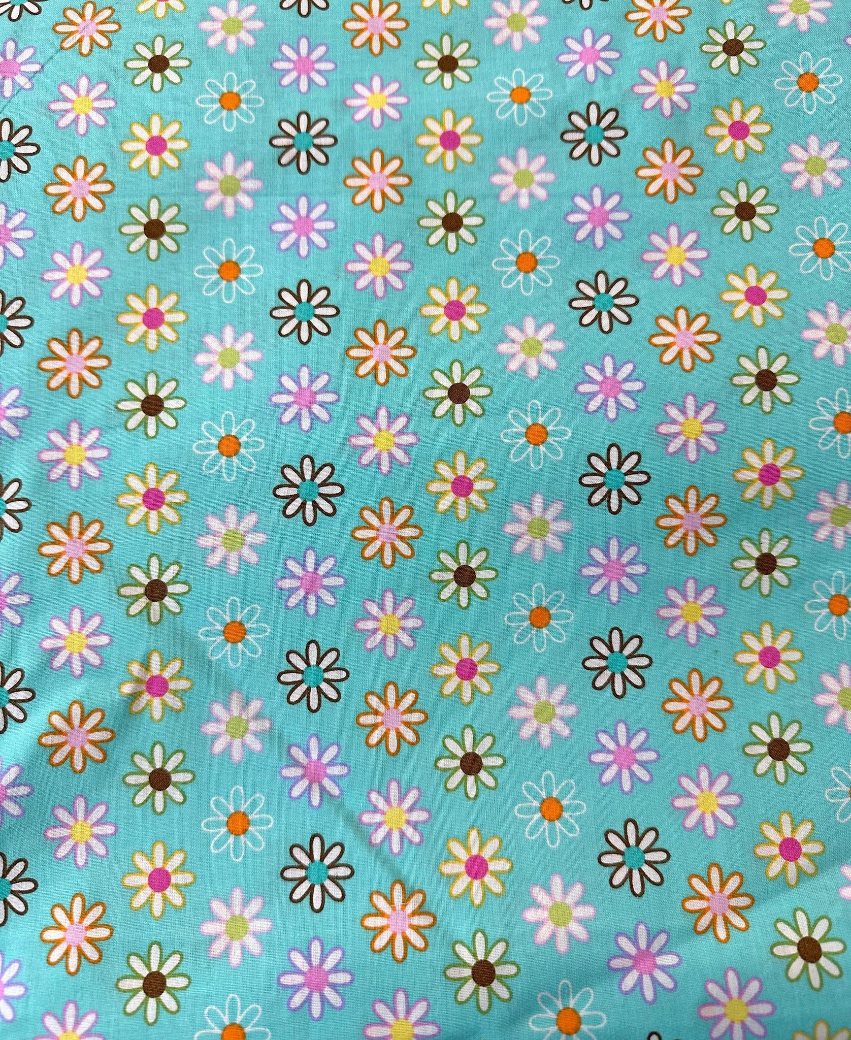 Retro Blue Floral Quilt Fabric: Happi by Dena - 3 1/4 yd