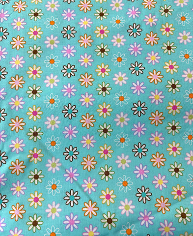 Retro Blue Floral Quilt Fabric: Happi by Dena - 3 1/4 yd