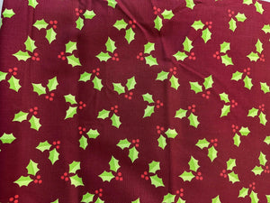 Christmas Very Merry Tossed Holly Quilt Fabric: Andover Red, 4 yd