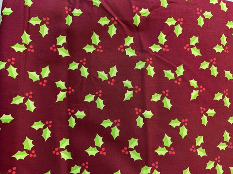 Christmas Very Merry Tossed Holly Quilt Fabric: Andover Red, 4 yd