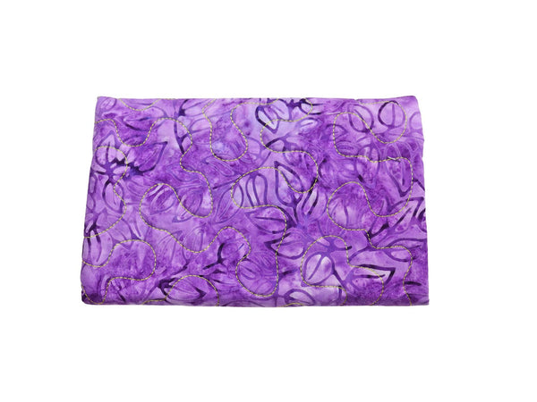 Purple and Yellow Quilted Fabric Wallet. Trifold Woman's Wallet with Zipper.