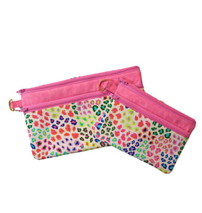 Colorful Leopard Double Zipper Pouch: Makeup Bag or Coin Purse