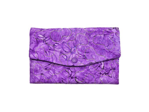 Purple and Yellow Quilted Fabric Wallet. Trifold Woman's Wallet with Zipper.