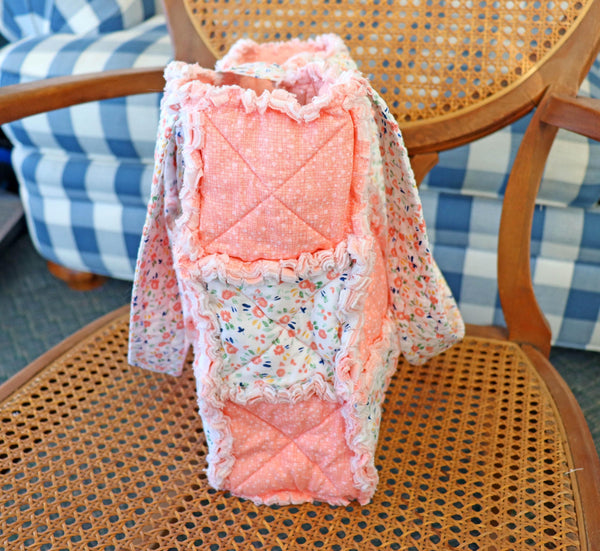 Melon Floral Rag Quilt Tote
