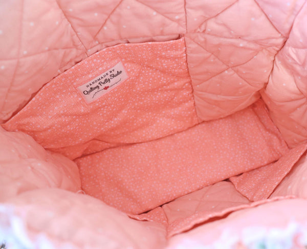 Melon Floral Rag Quilt Tote