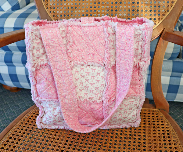 Pretty Pink Bows Rag Quilt Tote