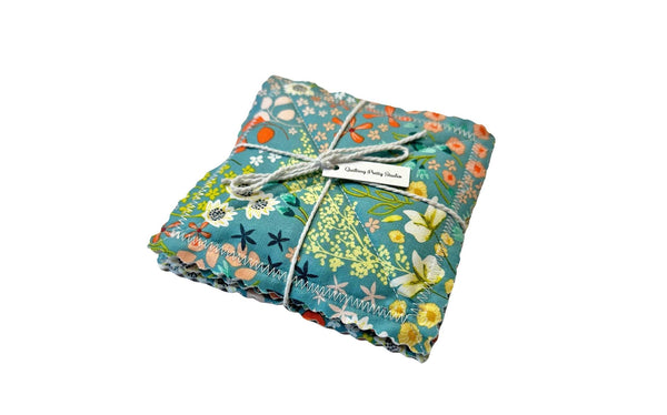 Teal Green Floral Coaster Set