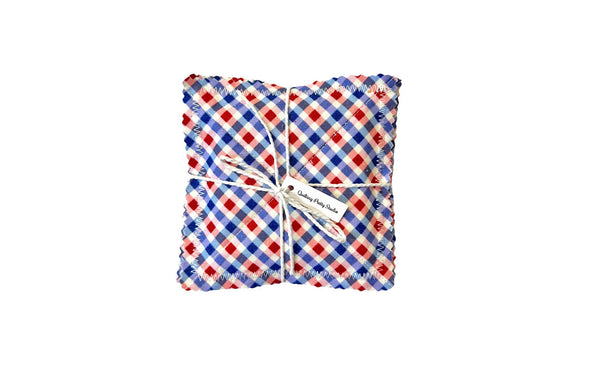 Red and Blue Check Patriotic Coaster Set