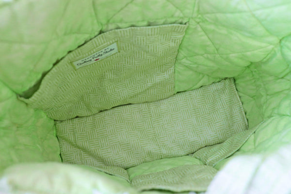 Flowers on Spring Green Rag Quilt Tote