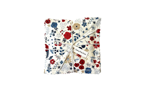 Patriotic Flowers on White Coaster Set
