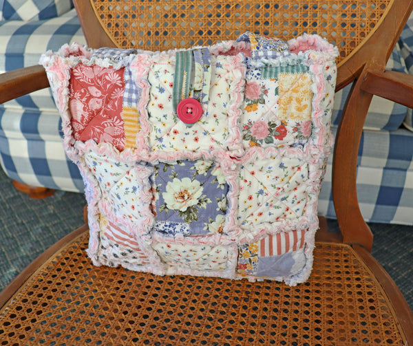 Blue Picnic Rag Quilt Tote
