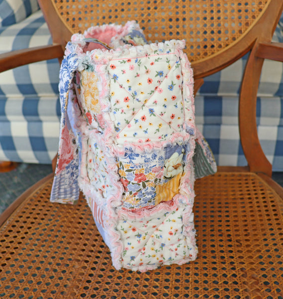 Blue Picnic Rag Quilt Tote