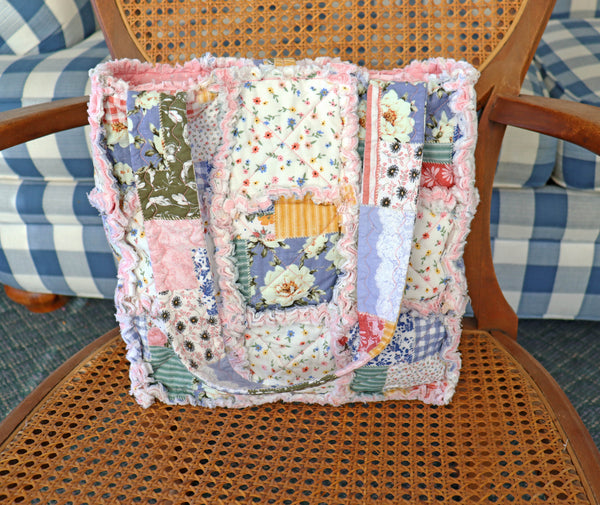 Blue Picnic Rag Quilt Tote