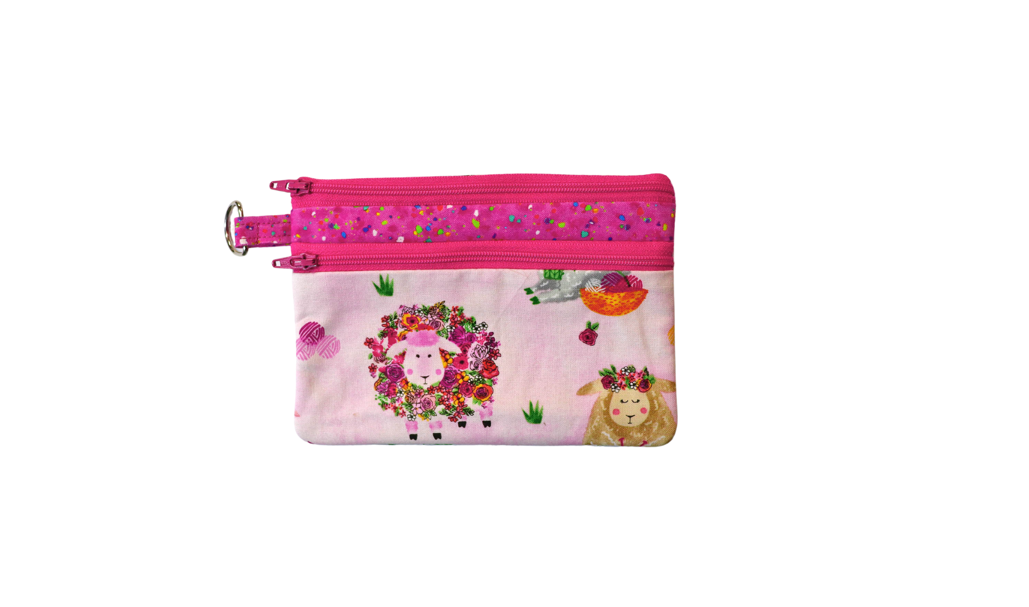 Knitting Sheep Double Zipper Pouch: Small or Large Bag