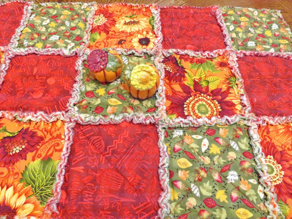 Autumn Colors Rag Quilt Table Runner, Autumn Runner, Fall Table Runner, Gift for Home, Fall Decor, Fall Table Decor, Made to Order