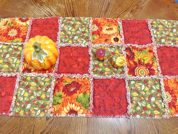 Autumn Colors Rag Quilt Table Runner, Autumn Runner, Fall Table Runner, Gift for Home, Fall Decor, Fall Table Decor, Made to Order