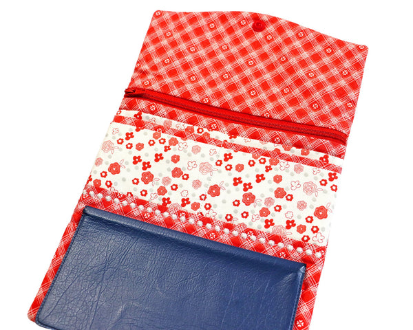 Red Flowers Fabric Wallet. Floral Quilted Wallet. Womens Wallet with Zipper. Trifold Wallet for Women. READY TO SHIP.