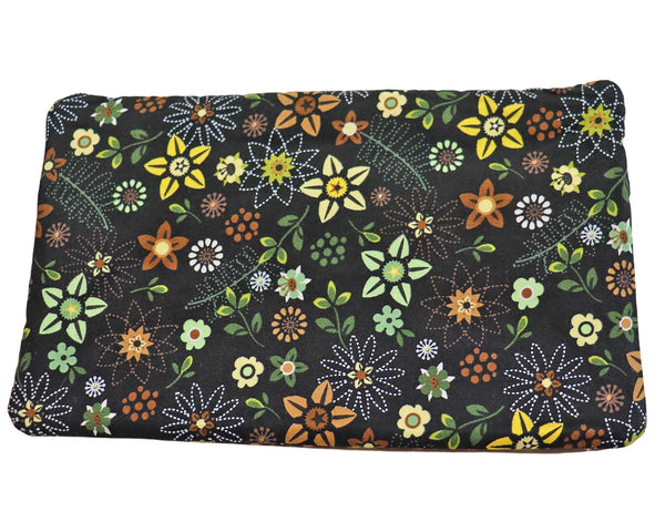 Black Floral Zipper Bag. Floral Cosmetic Bag for Her. Zipper Purse with Front Pocket. Gift for Mom.
