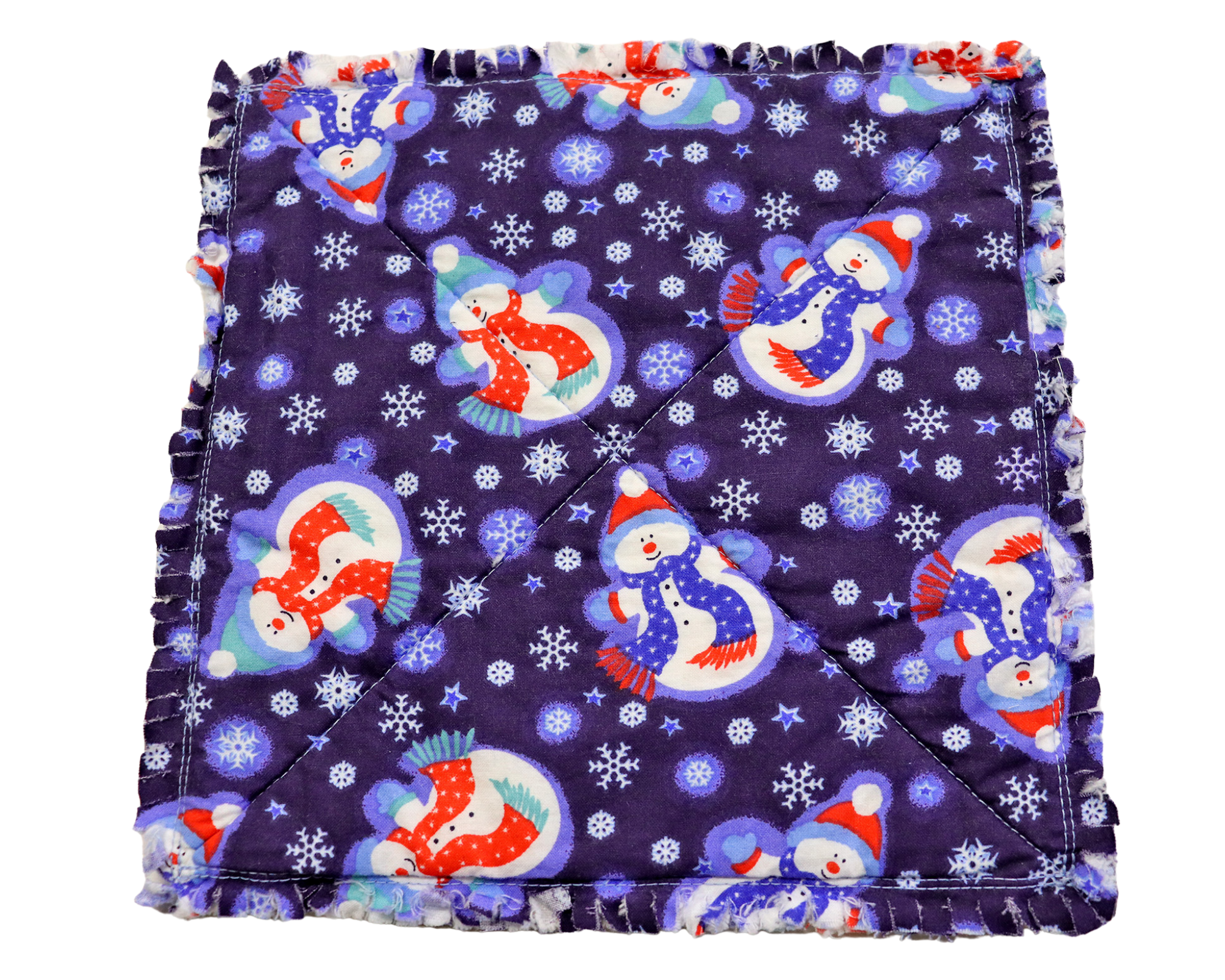 Blue and Purple Snowmen Candle Mat